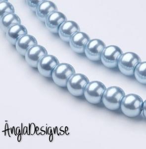 Vaxade glaspärlor 6 mm, ljusblå 1 sträng