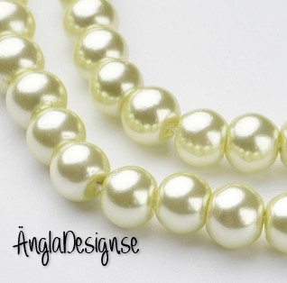 Vaxade glaspärlor 4mm, ljus gul 1 sträng