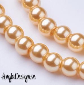 Vaxade glaspärlor 6 mm, ljusorange 1 sträng