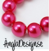 Vaxade glaspärlor 6 mm, mörk cerise 1 sträng