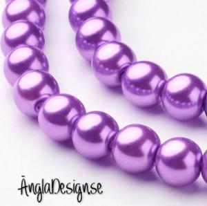 Vaxade glaspärlor 8 mm, lila 1 sträng