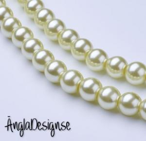 Vaxade glaspärlor 8 mm, ljusgrön 1 sträng