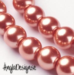 Vaxade glaspärlor 8 mm, laxrosa 1 sträng