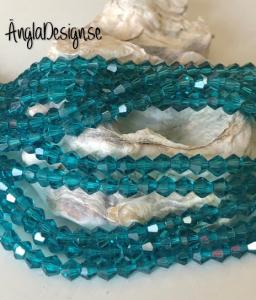 Glaspärla bicone Crystal 4mm emerald, 1 sträng