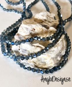 Glaspärla bicone Crystal 4mm gråblå med AB lyster, 1 sträng