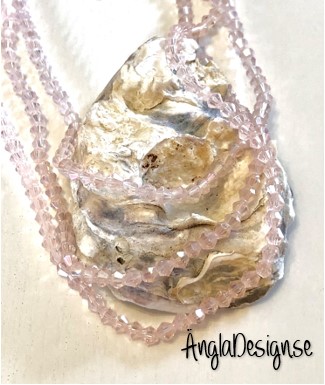 Glaspärla bicone Crystal 4mm rosa med AB lyster, 1 sträng
