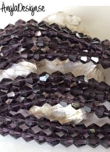 Glaspärla bicone Crystal 6mm lila, 1 sträng