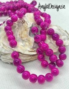 Glaspärla drawbench ceriserosa med svart stänk på, 6mm, 1 sträng