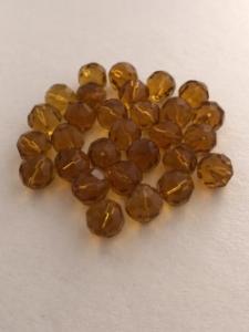 Glaspärla facetterad rund 12mm bärnsten, 20-pack