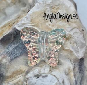 Glaspärla fjäril klar med AB lyster, 1st