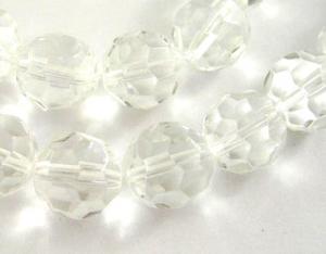 Glaspärla facetterad rund 12mm klar, 20-pack