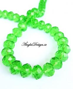 Glasrondell, facetterad 12x9mm grön, 20-pack