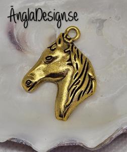 Hänge hästhuvud, antikguld, 1-pack