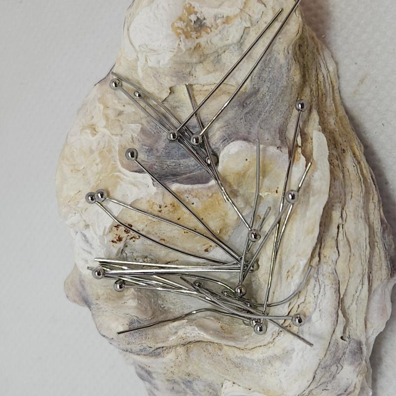 Hattpinnar med kula antiksilver 2,5cm, 30-pack