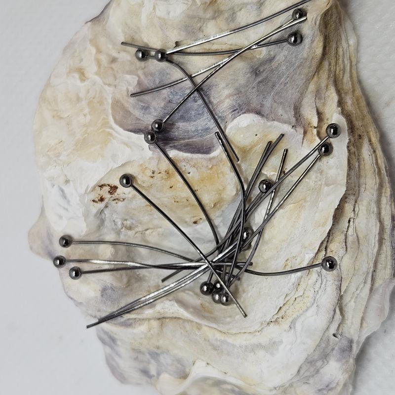 Hattpinnar med kula svart/gunmetal 2,5cm, 30-pack