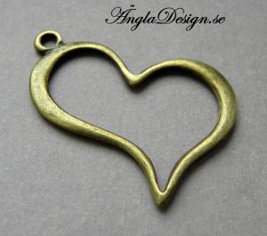 Hänge stort snett hjärta siluett, brons, 1st