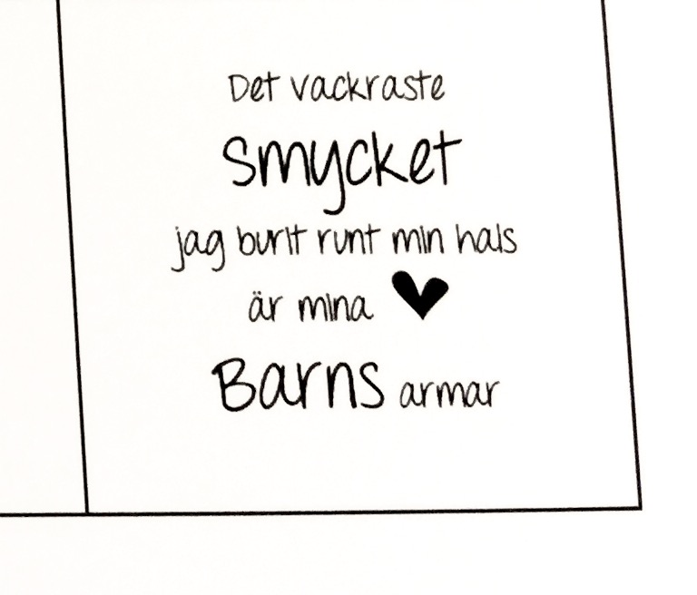 Budskap/text för 25mm "det vackraste smycket" 5st rutor