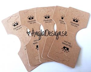 Smyckeshållare, naturfärgad, "Handmade for you", 10-pack