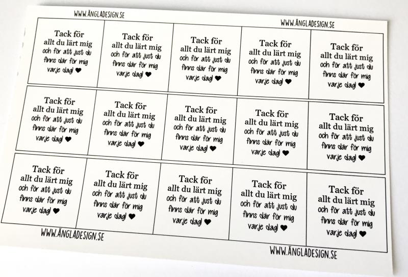 Tack Röd Text Budskap tack för allt du lärt mig 25mm
