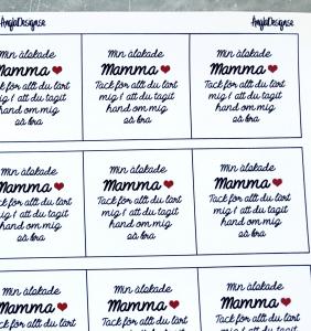 Ark/budskap "Min älskade mamma.." 25mm 5st rutor