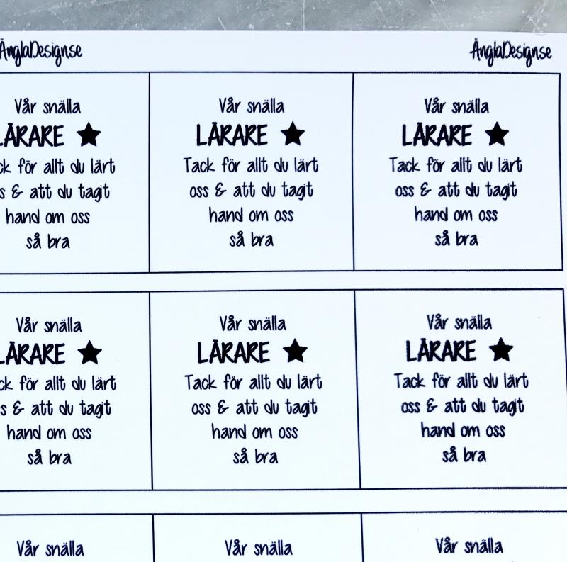 Ark/budskap "vår snälla lärare.." 25mm 5st rutor