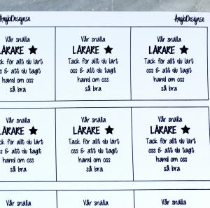 Ark/budskap "vår snälla lärare.." 25mm 5st rutor