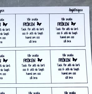 Ark/budskap "Vår snälla fröken.." 25mm 5st rutor