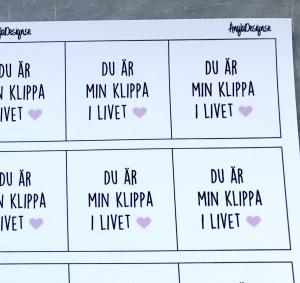 Ark/budskap "du är min klippa i livet" 25mm rosa hjärta 5st rutor