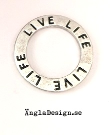 Budskapsring "Live life" antiksilver, 1st