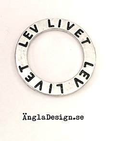Budskapsring "Lev livet" antiksilver, 1st
