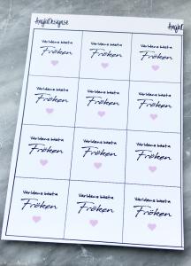 Budskap/text 20mm " världens bästa fröken" rosa hjärta, 12st rutor