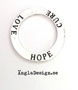 Budskapsring "Love Hope Cure" antiksilver, 1st