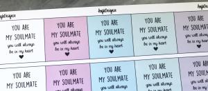 Ark/budskap 25mm "you are my soulmate" 5st rutor