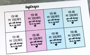 Ark/budskap 14mm "you are My soulmate" 8st rutor