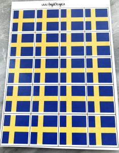 Ark med svenska flaggan 14mm, 20st rutor