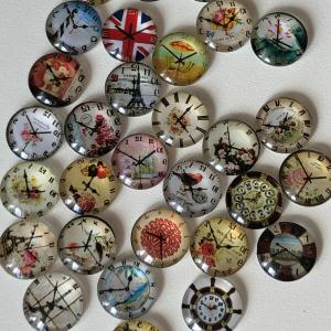 Glasbubbla med klockmotiv, 14mm, 5-pack