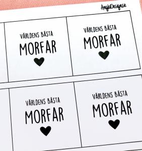 Budskap/ark för 25mm, "världens bästa morfar" 5 rutor