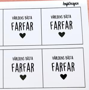 Budskap/ark för 25mm, " världens bästa farfar, 5st rutor