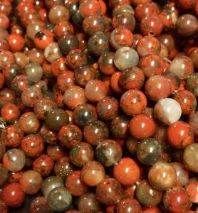 Regnbågsjaspis röd/brun, 6mm, 1 sträng