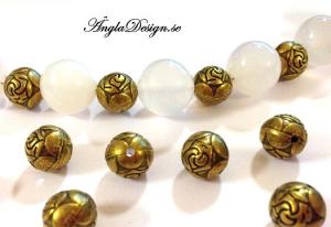 Mellandel brons, rund ros 10mm, 20st