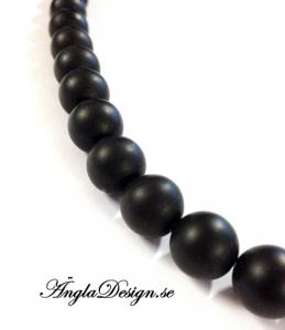 Agat frostad svart, slät 12mm, 10-pack