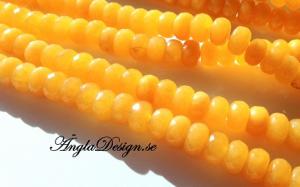 Jade rondell 5x8mm, facetterad gul, 20-pack