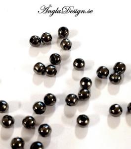 Mellandel, metallkula, svart, 4mm, 50-pack