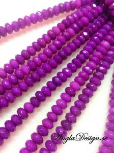 Jade rondell 5x8mm, facetterad mörklila, 20-pack