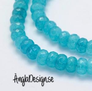 Jade rondell 5x8mm, facetterad turkos, 20-pack