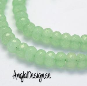 Jade rondell 5x8mm, facetterad ljusgrön, 20-pack