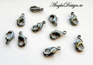 Karbinlås svart/gunmetall 12mm, 10-pack