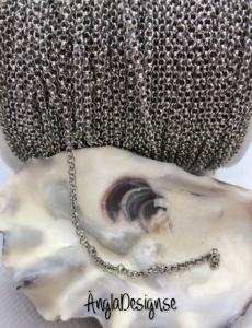 Kedja ärtlänk antiksilver 2,5mm bred, 1 meter