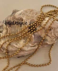 Kulkedja i rostfritt stål guldpläterad, 2mm, 1 meter