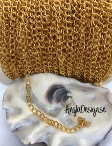 Kedja pansarlänk guldfärgad 4mm bred, 1 meter